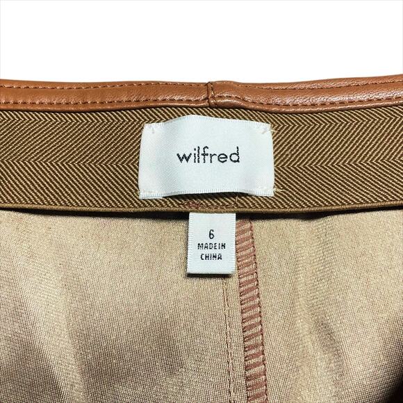 ARITZIA WILFRED Elaine Flared High-Rise Vegan Leather Pants in Cognac Brown Sz 6 - Picture 8 of 9